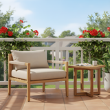 Rustic Elegance Set: Acacia Rope Chair with Cross-Stretcher Side Table