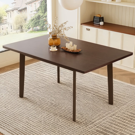 60' Rustic Farmhouse Dining Table - Solid Wood Frame, Minimalist Modern Dining Table for Kitchen, Dining Room, Living Room, Walnut