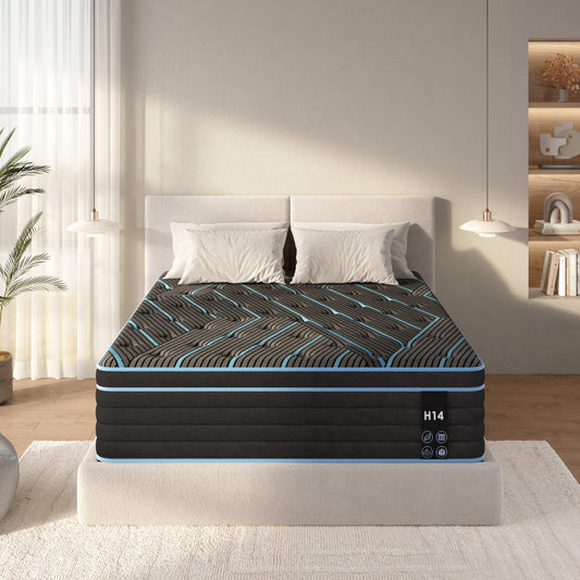 Queen Size Mattress,10 Inch Hybrid Mattress, Individually Pocketed Innerspring, Medium Firm