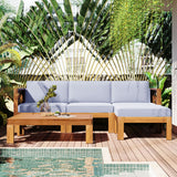 TOPMAX Outdoor Backyard Patio Wood 5-Piece Sectional Sofa Seating Group Set with Cushions, Natural Finish+ Gray Cushions