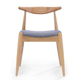 Set of 2 Vintage Rubberwood Dining Chairs with Ergonomic Backrest & Comfort Cushions in Natural+Gray, Solid Rubberwood Frame, Upholstered Seats
