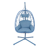 Hanging Egg Chair with Stand Indoor Outdoor PE Wicker Swing Hammock Chair with Washable Cushion for Patio Bedroom Balcony Garden