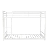 Metal Twin over Twin Bunk Bed with Noise Reduction and Safety Guardrail, White
