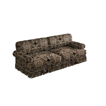 74'Luxuriously Comfortable 3-Seater Cloud Couch,Oxford Fabric Sofa with Elegant Rolled Arms & Pleated Skirt Design,26.4'Extra Deep Seat Mid Century Sofa for Apartment,Office,Black Floral