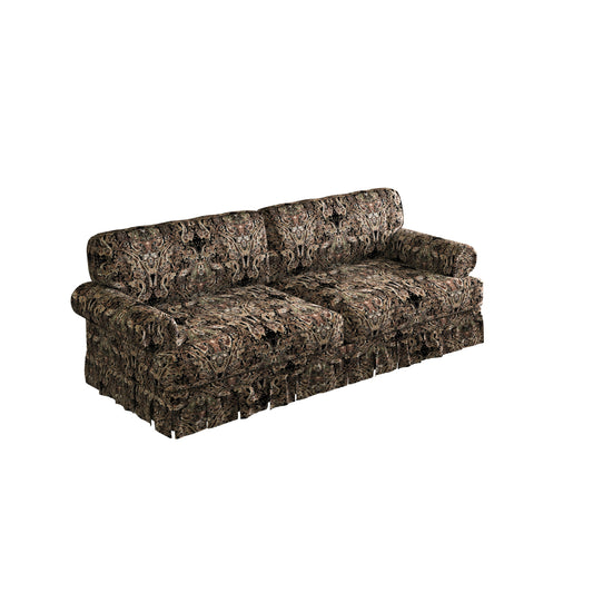 74'Luxuriously Comfortable 3-Seater Cloud Couch,Oxford Fabric Sofa with Elegant Rolled Arms & Pleated Skirt Design,26.4'Extra Deep Seat Mid Century Sofa for Apartment,Office,Black Floral