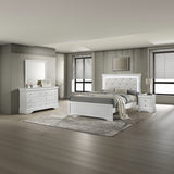Blaze Upholstered Modern Style 4 Pc Queen Bedroom Set with LED Headboard Made with Wood in White(CA WAREHOUSE)