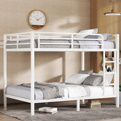 Metal Full XL over Full XL Bunk Bed for Teens and Adults,Space-Saving/Noise Reduced/No Box Spring Needed, White