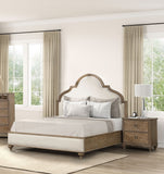 Rustic Oak 3pc Eastern King Size Bed 2x Nightstands w USB Solid wood Unique Legs Bedroom Furniture Traditional Look Upholstered Bedframe