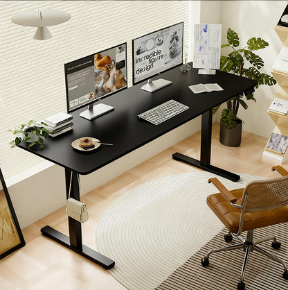 55'×24' Black Electric Standing Desk Height Adjustable Desk for Home and Office Computer Table Gaming Desk Modern Lift-up Desk