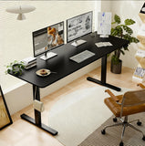 55'×24' Black Electric Standing Desk Height Adjustable Desk for Home and Office Computer Table Gaming Desk Modern Lift-up Desk