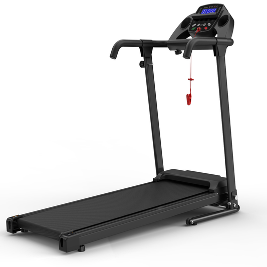 Foldable Treadmill for Home, 2.5HP Portable Treadmill with Handles, 300 lbs Capacity, APP Control & LED Display - Black Steel Fitness Walking Pad