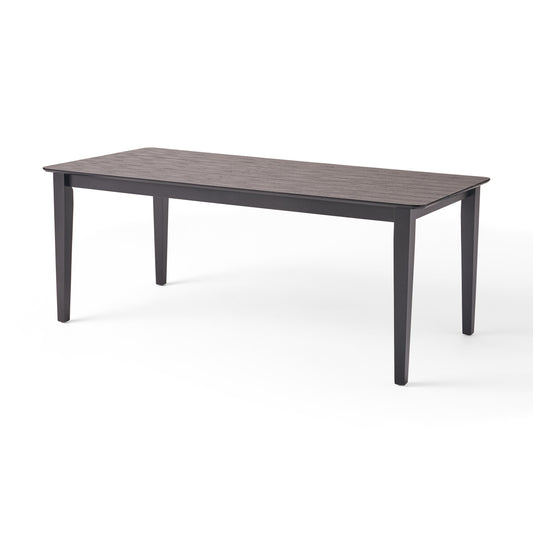 Farmhouse Charm Dining Table with Square Leg Black Solid Wood and MDF 76x35.5 inches