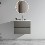 TIA 24' Wall Mount Space Grey Bathroom Vanity with Ceramic Sink with Three Faucet Holes, Large Storage Floating Bathroom Vanity for Modern Bathroom, One-Piece Sink Basin without Drain, Pre-assembled