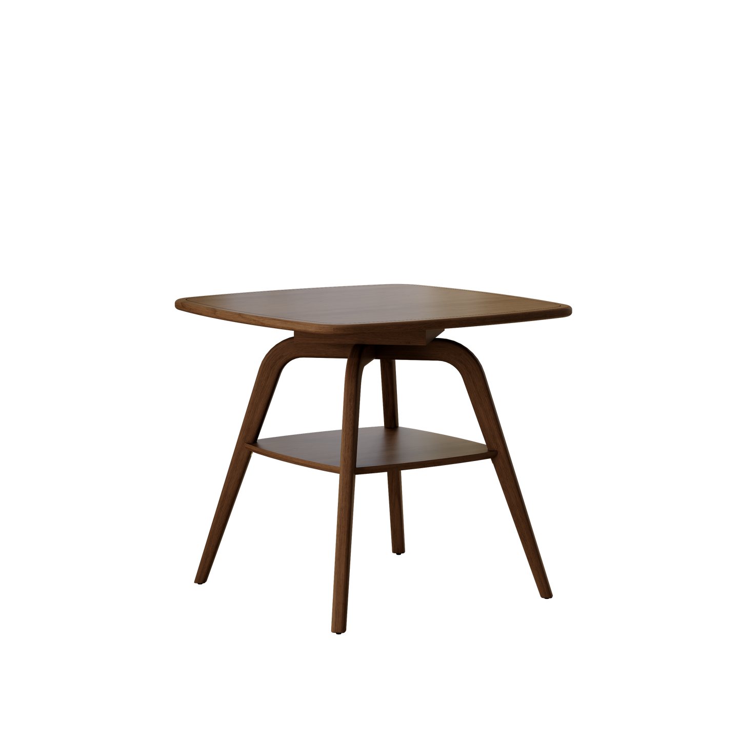 Modern Wooden Dining Table with Storage Shelf, Walnut Finish
