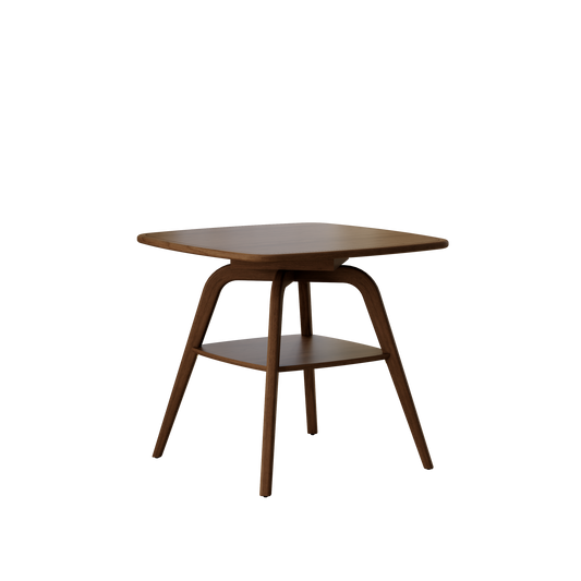 Modern Wooden Dining Table with Storage Shelf, Walnut Finish