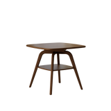 Modern Wooden Dining Table with Storage Shelf, Walnut Finish