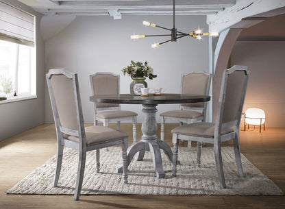 Iris Weathered White Wood 5-Piece Dining Set