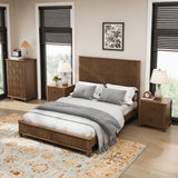4-Piece Bedroom set with a Queen Size Bed,2 Nightstands and 5 Drawer Dresser,Walnut