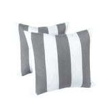 2 Pack Outdoor Throw Pillows, Waterproof & Fade-Resistant Patio Cushions for Garden, Porch, Poolside Furniture - Soft & Comfortable Decorative Pillow Covers (18x18 Inch, Grey White strpie)