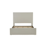 Lucas Tall Headboard Upholstered Bed in White with Coconut Micro Suede Fabric, 52' High, Queen Size, Metal Frame, No Box Spring Needed