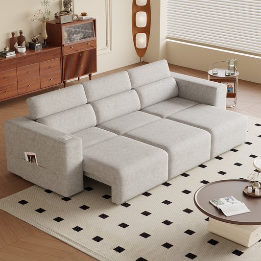 Power Reclining Sofa, Electric 3-Seat Recliner Sofa Modular Couch with Bluetooth stereo, Wireless Charging, Side Pocket, Power Recliner Couch for Living Room, Home Theater, Apartment