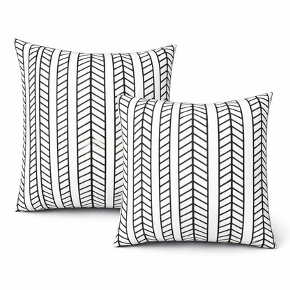 2 Pack Outdoor Throw Pillows, Waterproof & Fade-Resistant Patio Cushions for Garden, Porch, Poolside Furniture - Soft & Comfortable Decorative Pillow Covers (18x18 Inch, Ivory White with Black Patter)