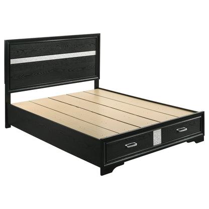 Corbin Black 5-Piece Queen Bedroom Set with Rhinestone Pulls, Wood Finish, Modern Design