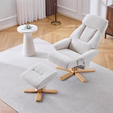 Beige Fabric Upholstered Heated Massage 360° Swivel Accent Chair, Chair with ottoman, Ergonomic Comfort for Living Room, Bedroom Reading Nook Small Single Sofa for Bedroom, Office, Apartment