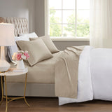 4-Piece Full Cooling Cotton Blend  Sheet Set, Khaki