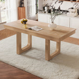 60'-78' Extendable Dining Table, Farmhouse Wooden Kitchen Table with Removable Leaf, Large Expanding Table for 4-8, Natural