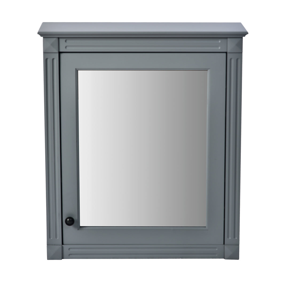 Modern Grey Wall Mounted Bathroom Storage Cabinet with Mirror and Adjustable Shelves, 24'' x 27'', MDF and Metal Construction