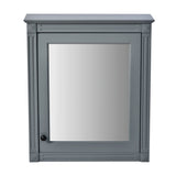 Modern Grey Wall Mounted Bathroom Storage Cabinet with Mirror and Adjustable Shelves, 24'' x 27'', MDF and Metal Construction