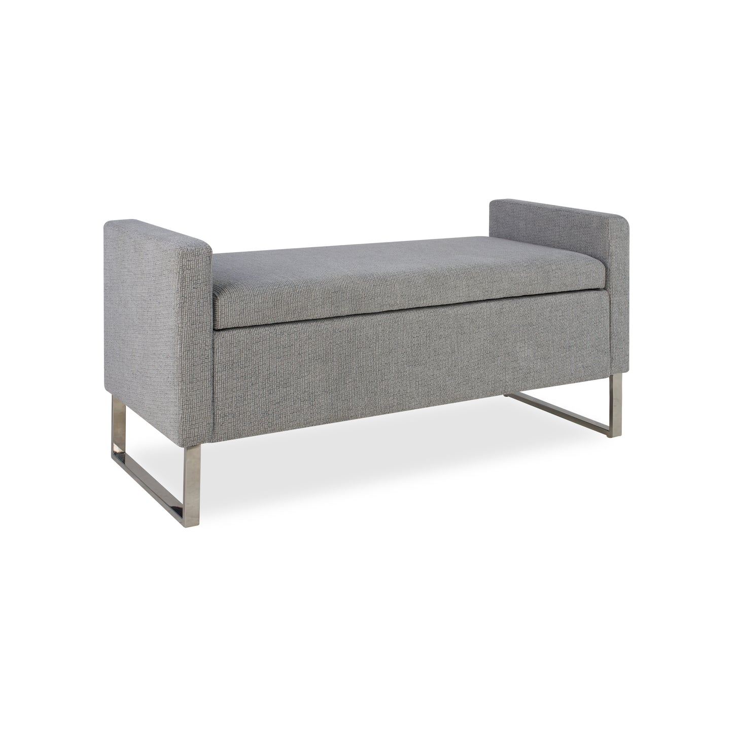 47' Ottoman with Storage,Upholstered Entryway Bench for Bedroom and Living Room,End of Bed Bench with Metal Base, Grey. Modern style