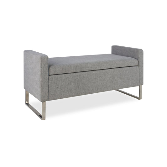47' Ottoman with Storage,Upholstered Entryway Bench for Bedroom and Living Room,End of Bed Bench with Metal Base, Grey. Modern style