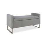 47' Ottoman with Storage,Upholstered Entryway Bench for Bedroom and Living Room,End of Bed Bench with Metal Base, Grey. Modern style