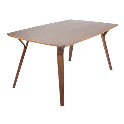 Folia Mid-Century Modern Dining Table in Walnut Wood by